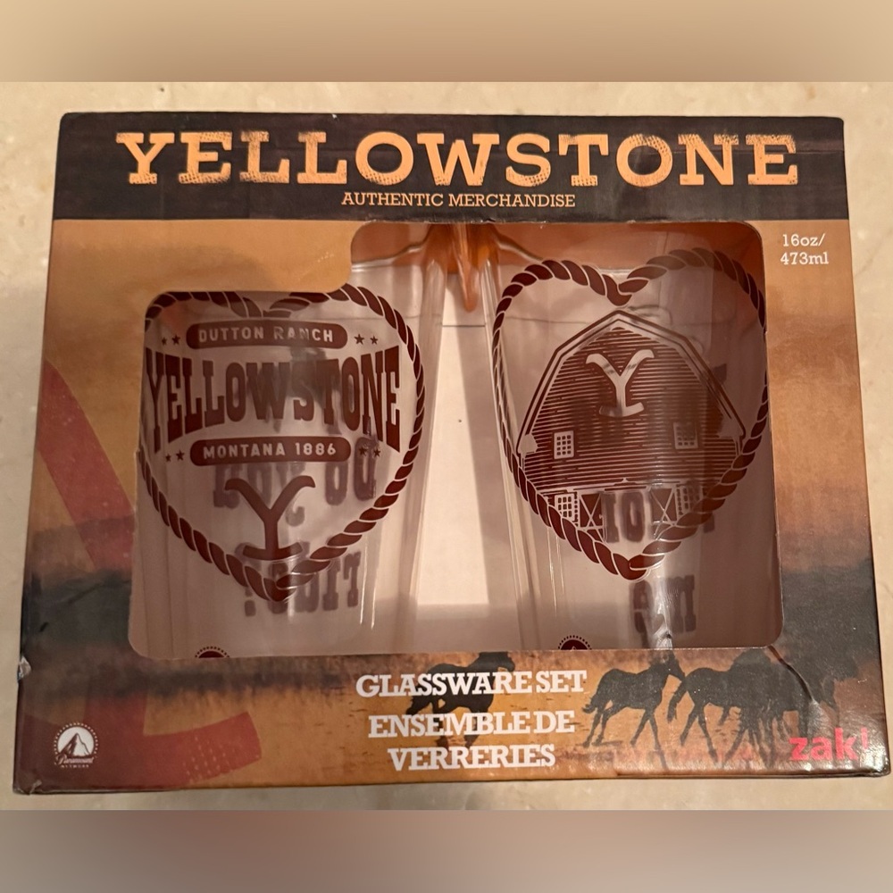 NIB Yellowstone Authentic Merchandise Glassware two(2)
16oz/473ml Glasses